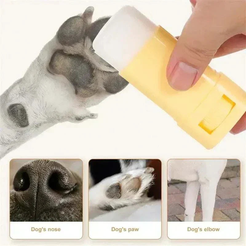 Pet paw balm for dogs and cats, winter moisturizer application. Moisturizer Paw Balm for Pet Care