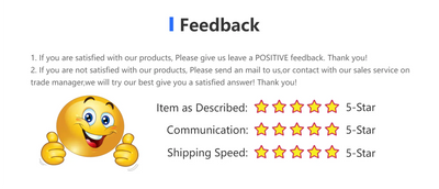 Feedback request with smiling emoji and 5-star ratings for item description, communication, and shipping speed. Moisturizer Paw Balm for Pet Care