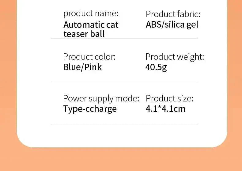 Rechargeable smart rolling ball toy for pets, blue/pink color, ABS/silica gel, type-C charge, 4.1x4.1cm, 40.5g.