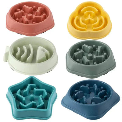 Anti-choking slow feeder bowl for cats and dogs with non-slip design, available in multiple colors. slow feeder dog bowl