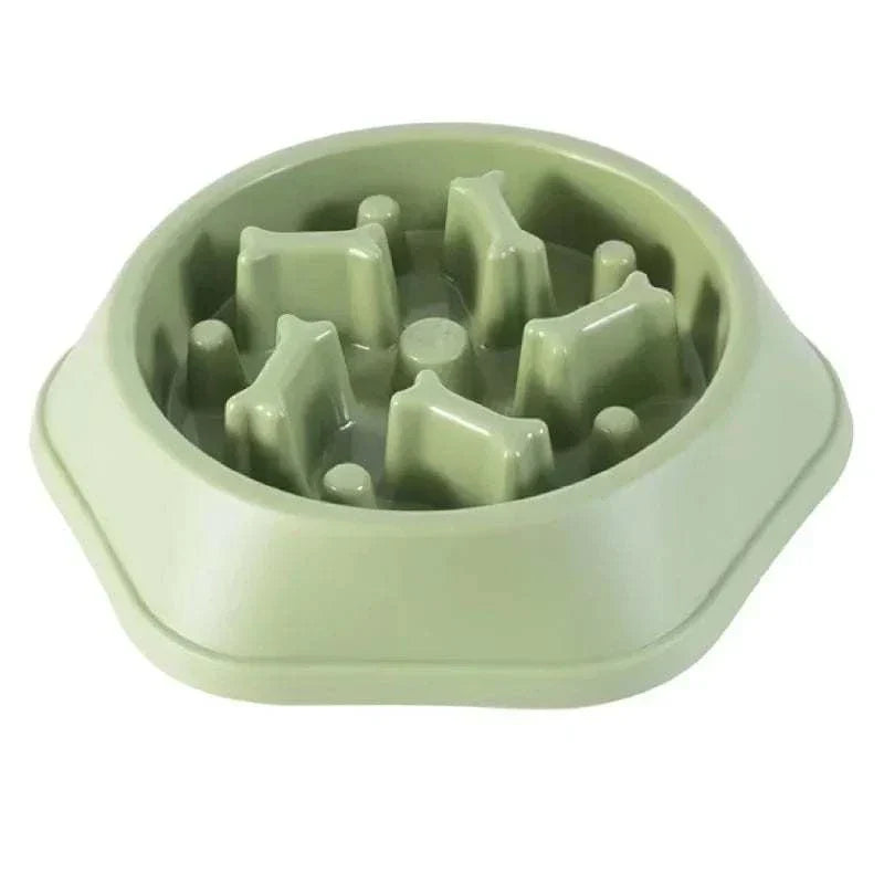 Slow feeder bowl for small and medium dogs, green plastic design.