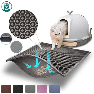 Double-layer cat litter mat, waterproof, non-slip, washable, foldable pad. dog food mat waterproof