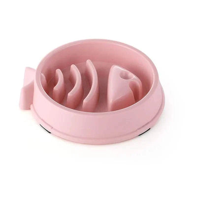 Anti-Choking Slow Feeder Bowl for Cats & Dogs in assorted colors, non-slip plastic design.