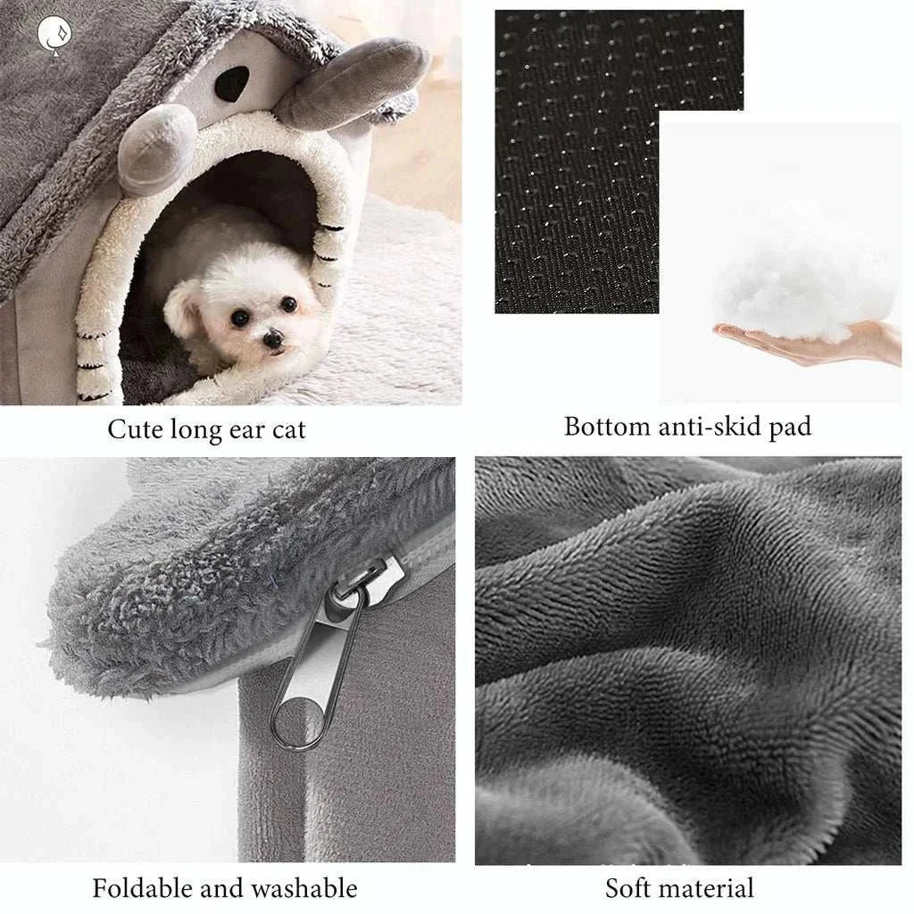 Foldable washable pet bed for cats and dogs made of corduroy, featuring breathable and anti-skid design.