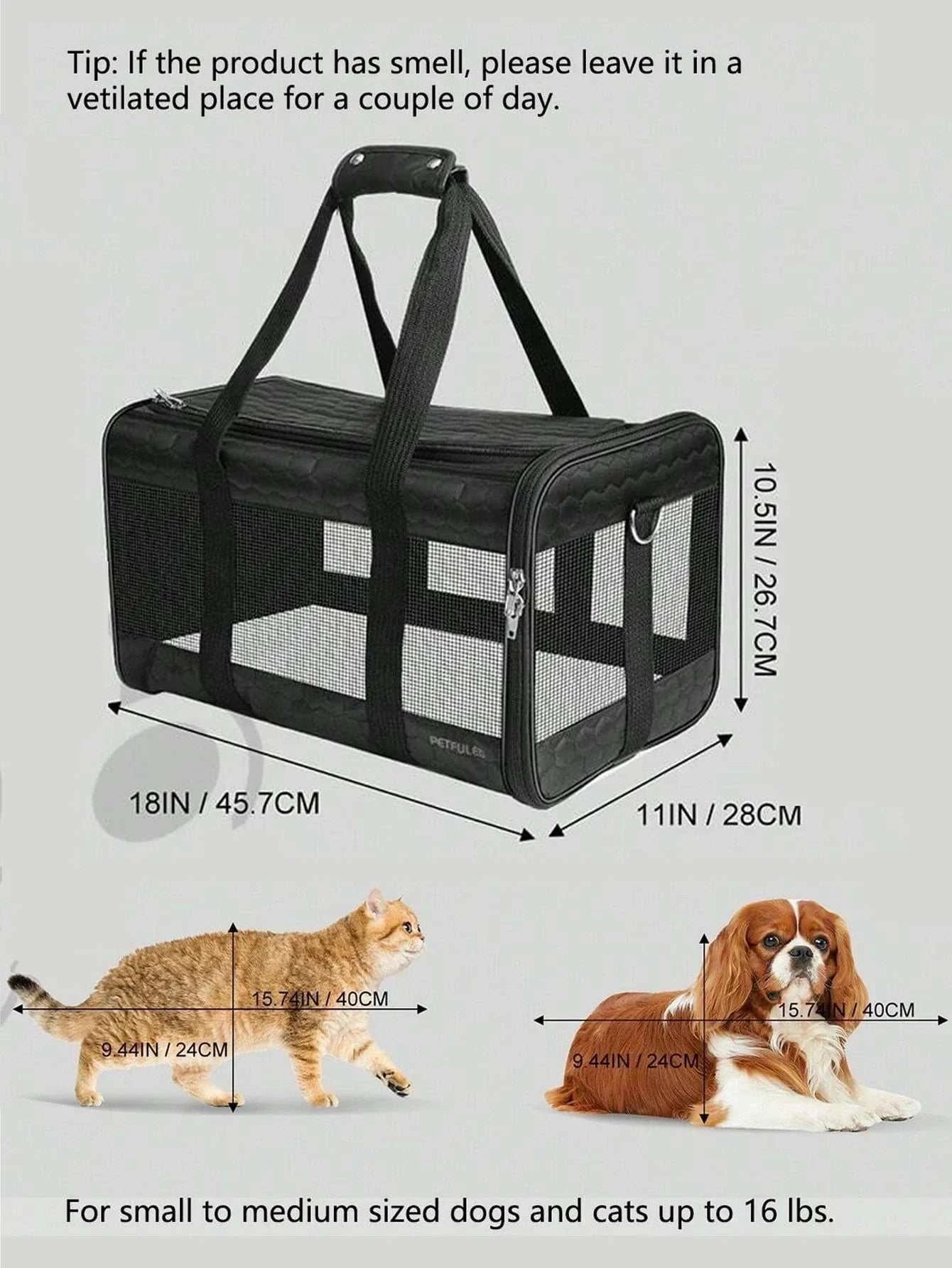 Dog Carrier Pet Carrier for Small Medium Cats Dogs Puppies up to 16 Lbs, TSA Airline Approved Small Dog Carrier Soft Sided