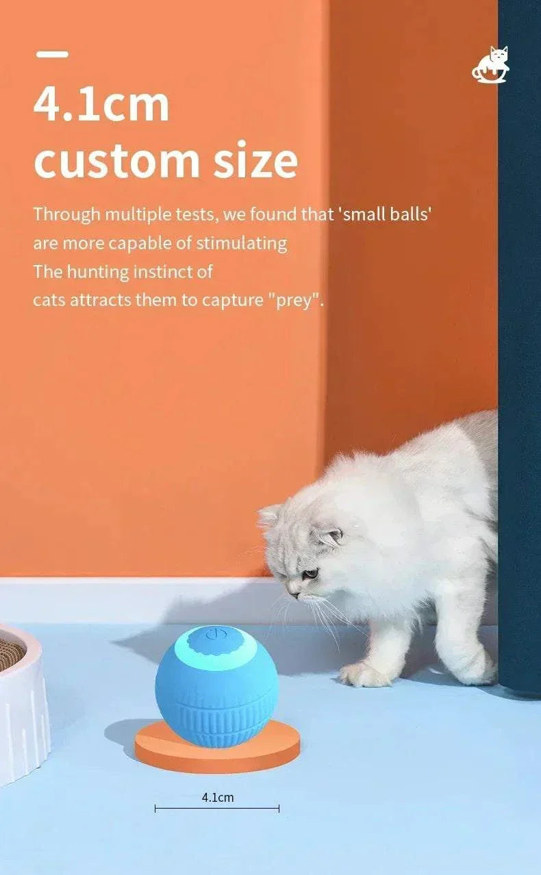 Rechargeable smart rolling ball toy for pets with a custom 4.1cm size, designed to stimulate cats' hunting instincts.