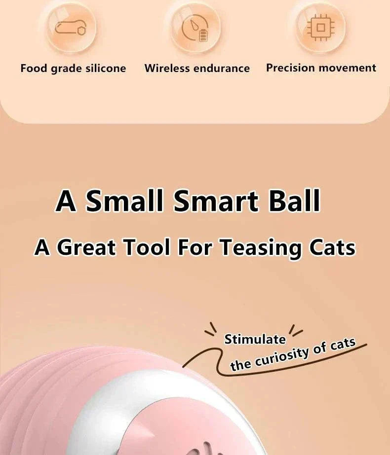 Automatic rolling smart interactive cat ball, silicone material, stimulates cat curiosity, indoor pet toy.