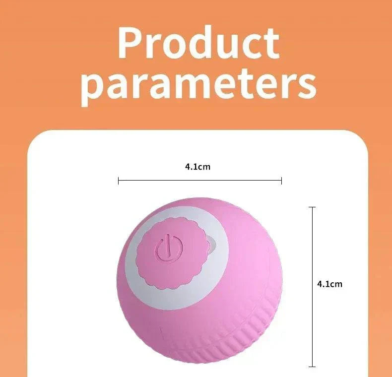 Rechargeable Smart Rolling Ball Toy for Pets, pink, 4.1 cm diameter.