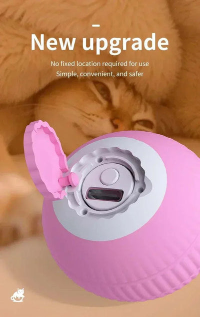 Rechargeable smart rolling ball toy for pets in pink with new upgrade feature.