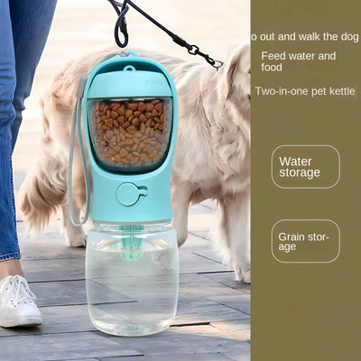 Portable pet water bottle for dogs, food and water container, ideal for outdoor travel. portable dog water bottle