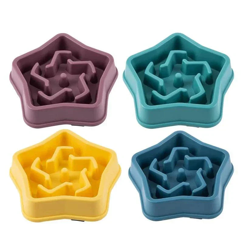 Anti-choking slow feeder bowl with non-slip design for cats and dogs in various colors. slow feeder dog bowl