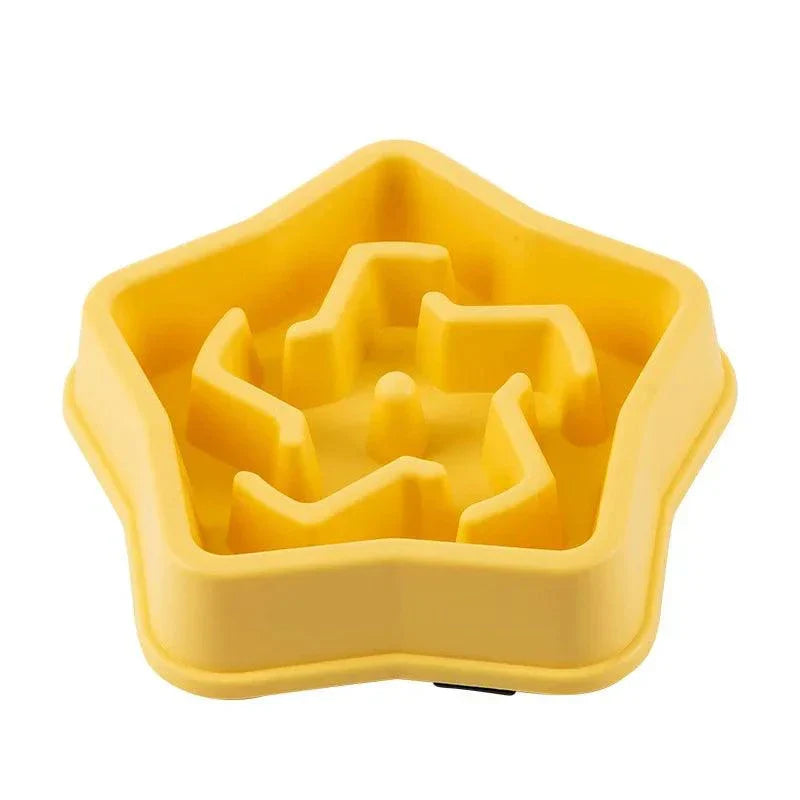 Anti-Choking Slow Feeder Bowl for Cats & Dogs in assorted colors, non-slip plastic design.