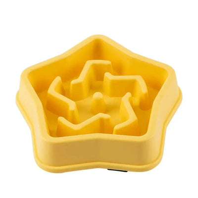 Anti-Choking Slow Feeder Bowl for Cats & Dogs in assorted colors, non-slip plastic design.