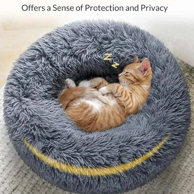 Plush round pet bed for cats and dogs, eco-friendly, 40-90cm, corduroy material, solid pattern. round dog bed